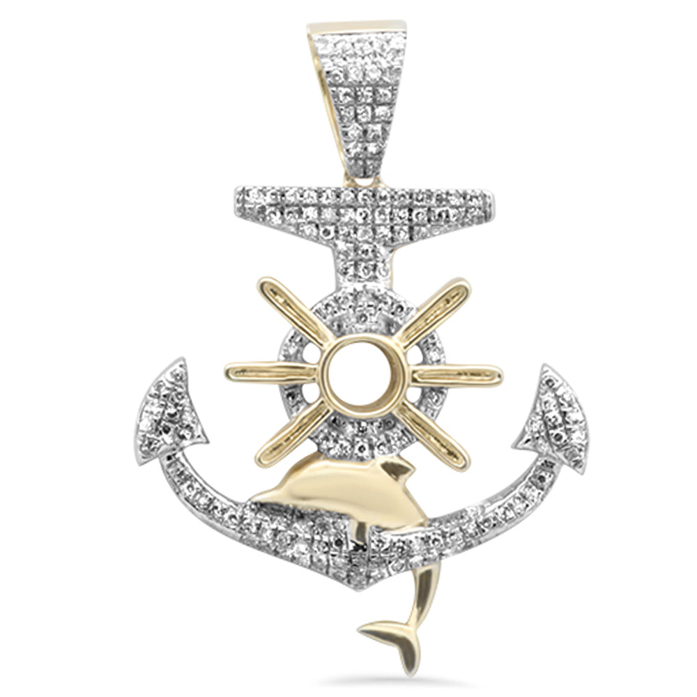 SPECIAL! .34CT G SI 10K Yellow Gold Diamond Iced Out Anchor Nautical Charm Pendant