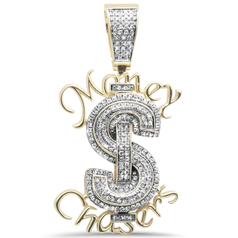 DIAMOND CLOSEOUT!  .51CT G SI 10K Yellow Gold Diamond Iced Out Custom "Money Chasers" Charm Pendant