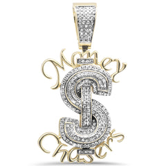 DIAMOND CLOSEOUT!  .51CT G SI 10K Yellow Gold Diamond Iced Out Custom "Money Chasers" Charm Pendant