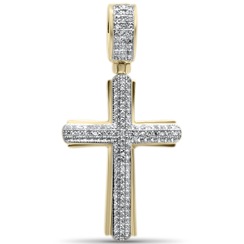 DIAMOND CLOSEOUT!  .32CT G SI 10K Yellow Gold Diamond Iced Out Cross Charm Pendant
