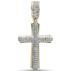 DIAMOND CLOSEOUT!  .32CT G SI 10K Yellow Gold Diamond Iced Out Cross Charm Pendant