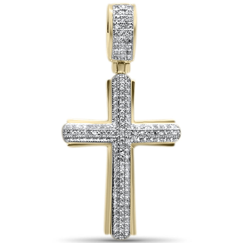 DIAMOND CLOSEOUT!  .32CT G SI 10K Yellow Gold Diamond Iced Out Cross Charm Pendant