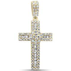 DIAMOND CLOSEOUT!  1.70ct G SI 10K Yellow Gold Diamond Hip Hop Cross Charm Pendant