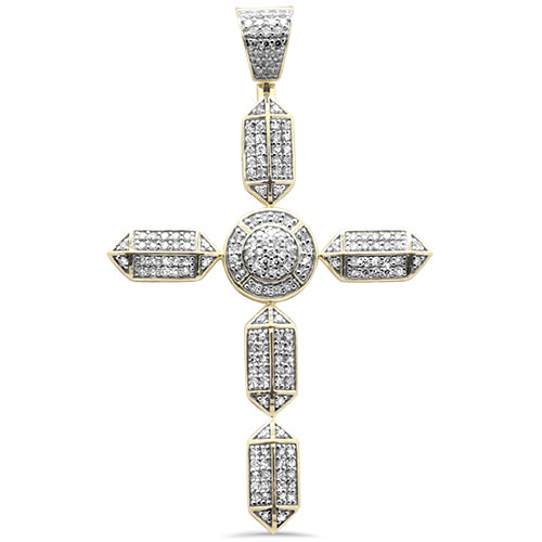 DIAMOND CLOSEOUT!  2.12CT G SI 10K-Yellow Gold Diamond Large Iced out Cross Charm Pendant