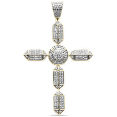 DIAMOND CLOSEOUT!  2.12CT G SI 10K-Yellow Gold Diamond Large Iced out Cross Charm Pendant