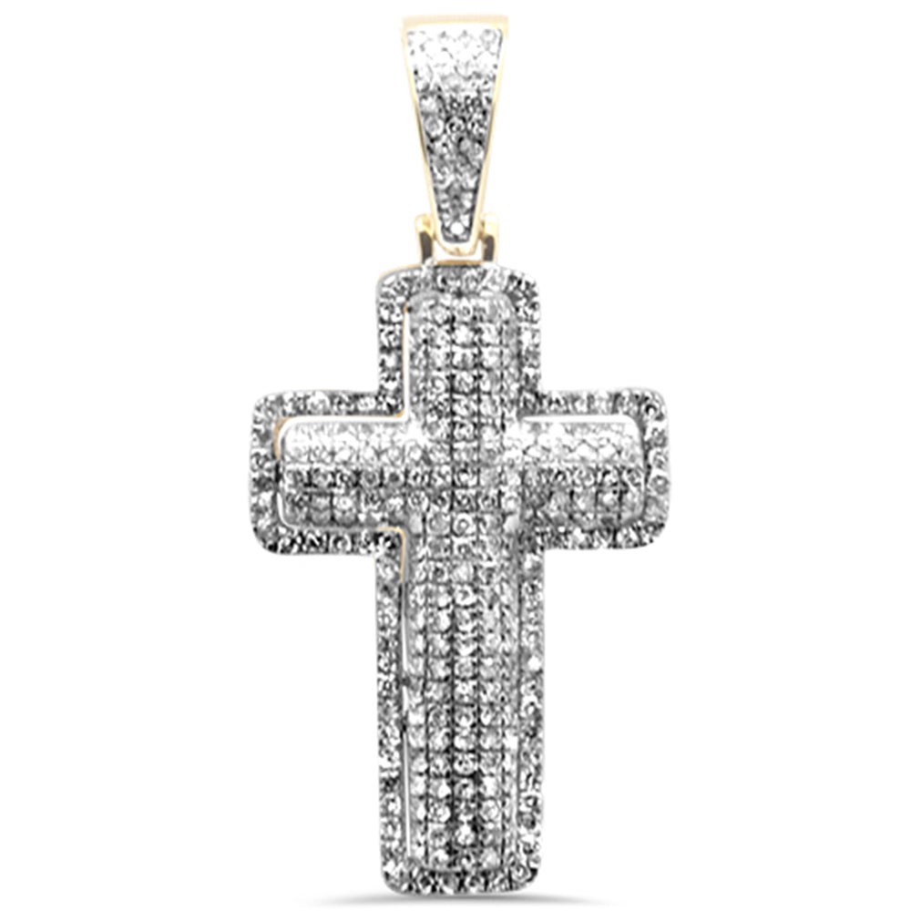 DIAMOND CLOSEOUT!  .65CT G SI 10K Yellow Gold Diamond Iced Out Cross Charm Pendant