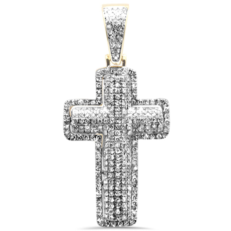 DIAMOND CLOSEOUT!  .65CT G SI 10K Yellow Gold Diamond Iced Out Cross Charm Pendant