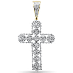 DIAMOND CLOSEOUT!  1.02CT G SI 10K Yellow Gold Diamond Iced Out Cross Charm Pendant