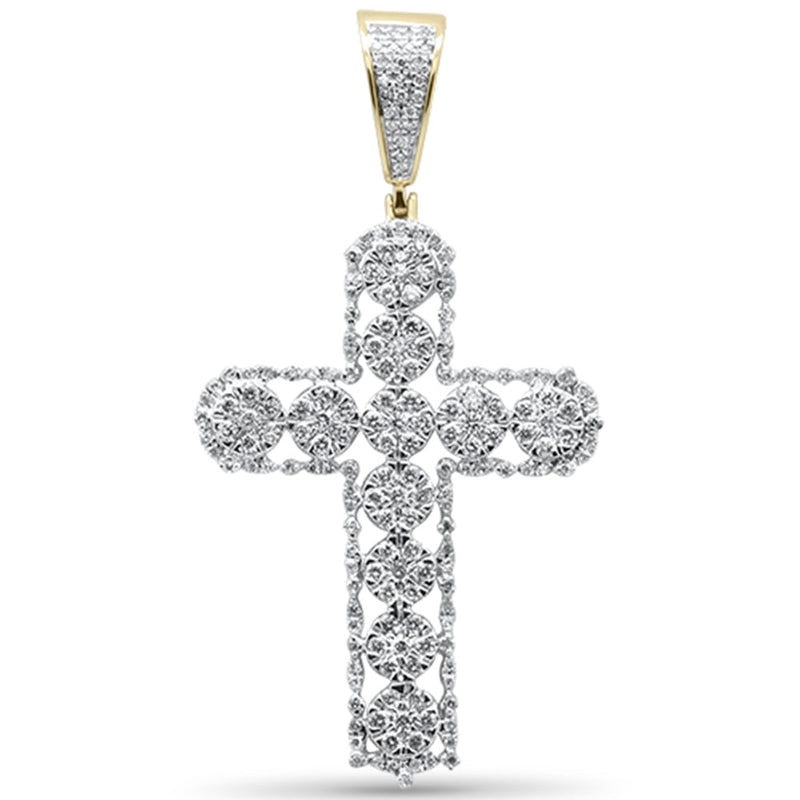 DIAMOND CLOSEOUT!  1.02CT G SI 10K Yellow Gold Diamond Iced Out Cross Charm Pendant