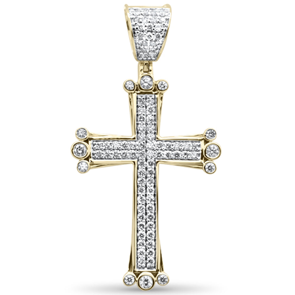 DIAMOND CLOSEOUT!  1.14CT G SI 10K Yellow Gold Diamond Iced Out Cross Charm Pendant
