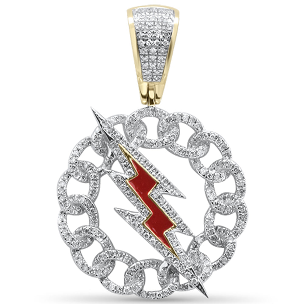 DIAMOND CLOSEOUT! .64ct G SI 10K Yellow Gold Diamond Chain Link Lightning Bolt Charm Pendant