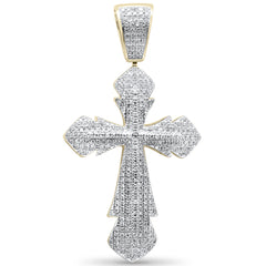 DIAMOND  CLOSEOUT!  .71CT G SI 10K Yellow Gold Diamond Iced Out Cross Charm Pendant