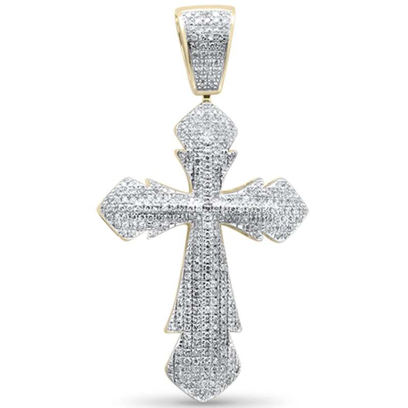DIAMOND  CLOSEOUT!  .71CT G SI 10K Yellow Gold Diamond Iced Out Cross Charm Pendant