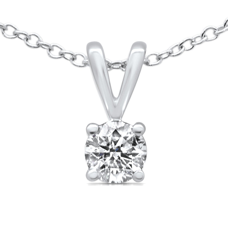 SPECIAL! .32ct G SI 14K White Gold Diamond Solitaire Pendant Necklace 18" Long