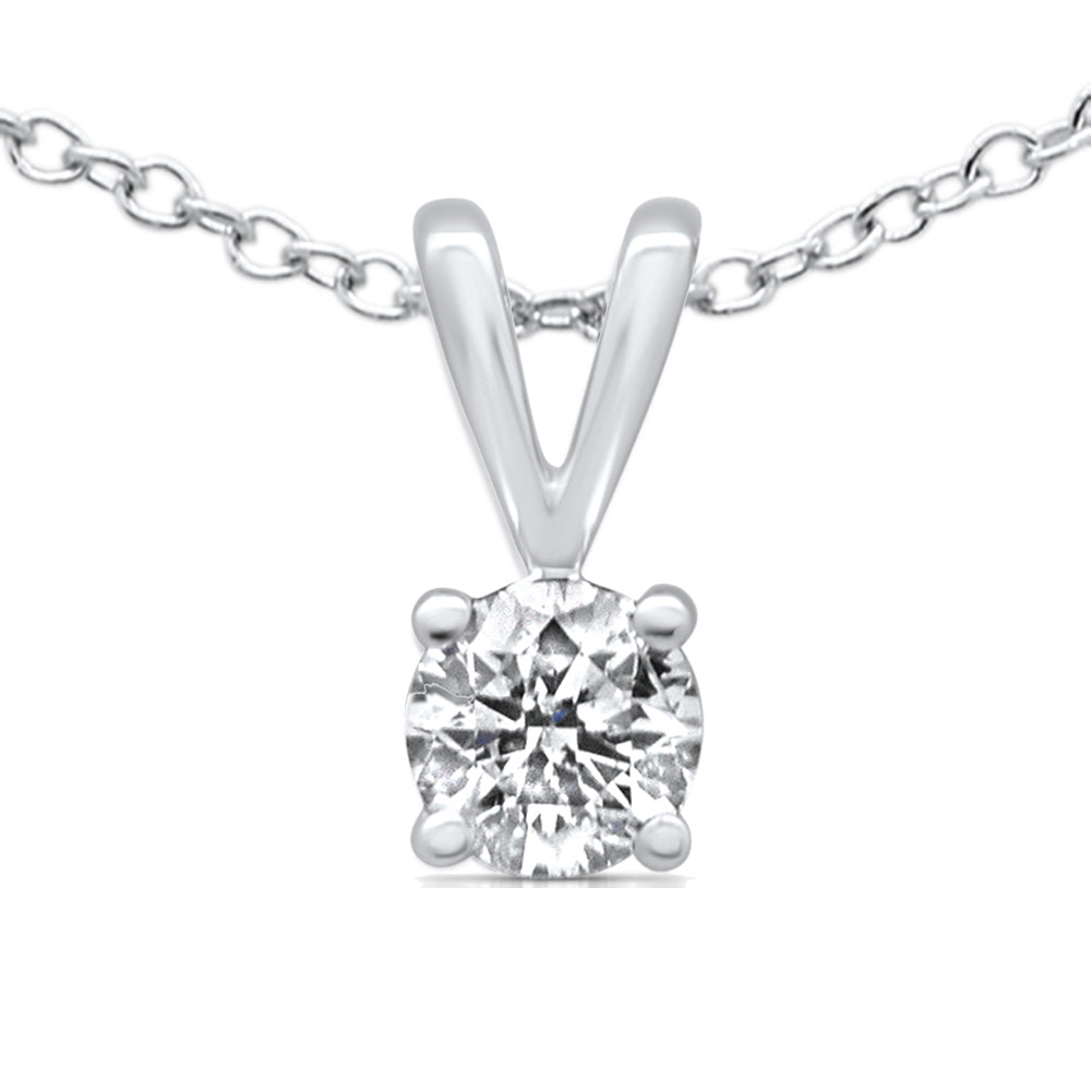 SPECIAL! .51ct G SI 14K White Gold Diamond Solitaire Pendant Necklace 18" Long