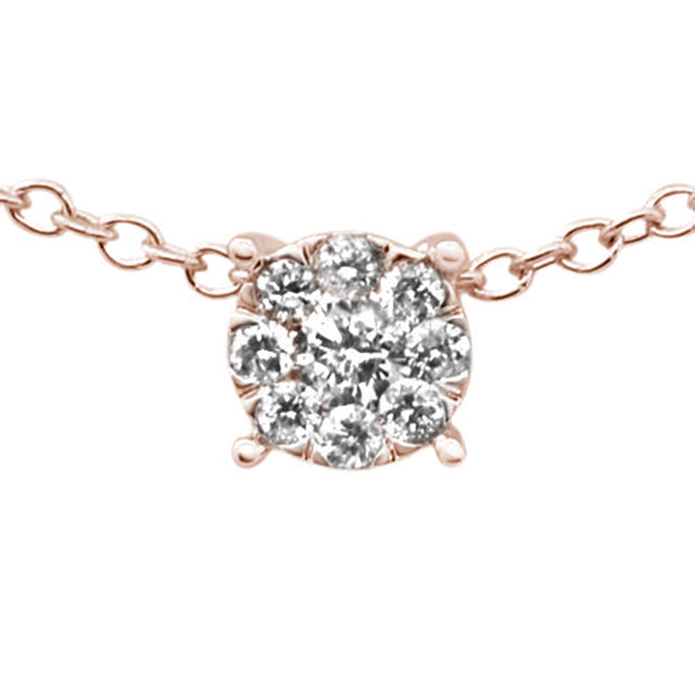 DIAMOND CLOSEOUT! .11ct F SI 10K Rose Gold Diamond Solitaire Pendant Necklace 18"