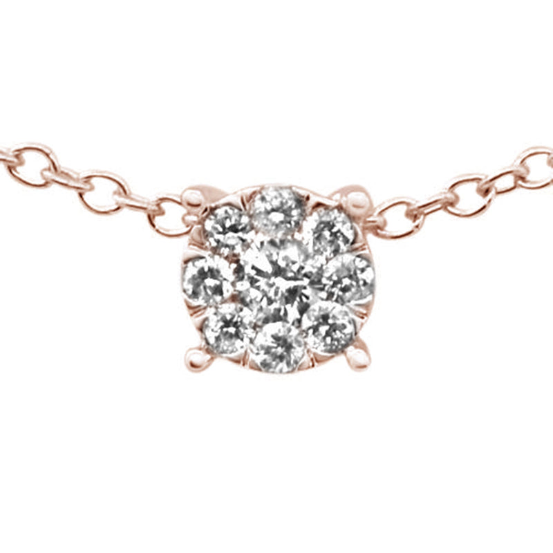 DIAMOND CLOSEOUT! .11ct F SI 10K Rose Gold Diamond Solitaire Pendant Necklace 18"