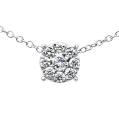 DIAMOND CLOSEOUT! .29ct G SI 10K White Gold Diamond Flower Pendant Necklace 18" Long