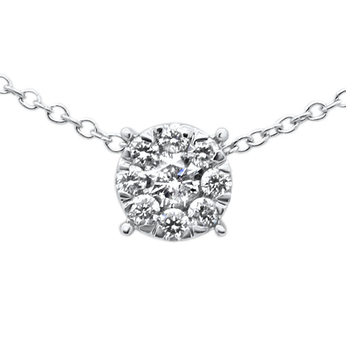 DIAMOND CLOSEOUT! .29ct G SI 10K White Gold Diamond Flower Pendant Necklace 18" Long