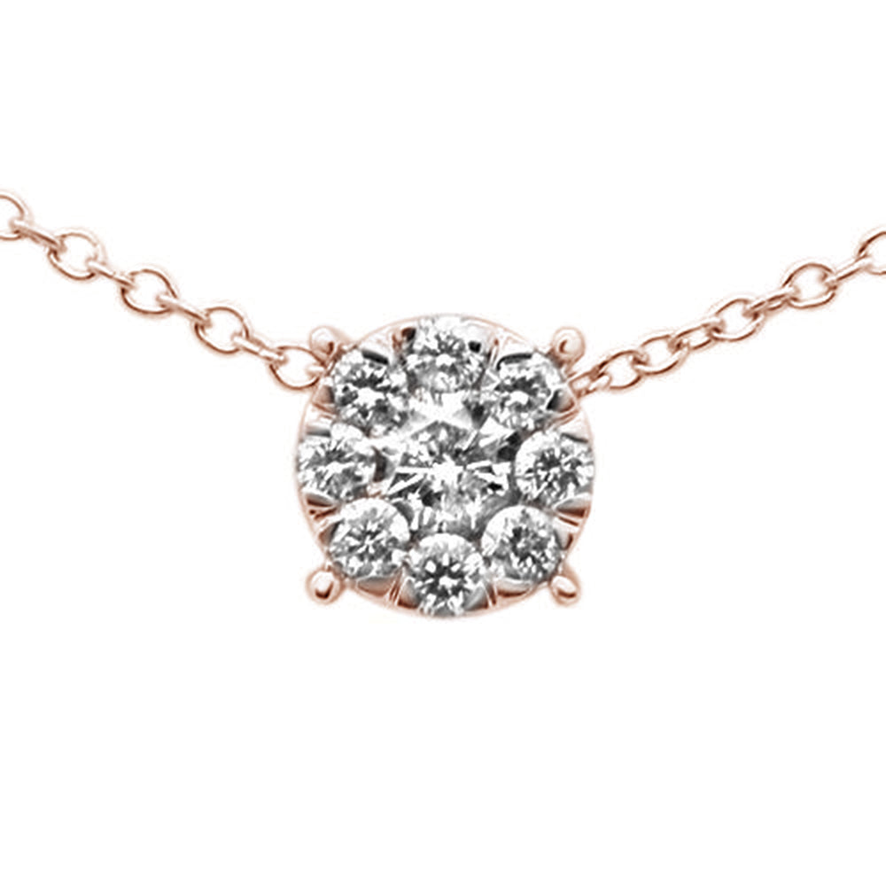 DIAMOND CLOSEOUT! .29ct F SI 10K Rose Gold Diamond Solitaire Pendant Necklace 18" Long