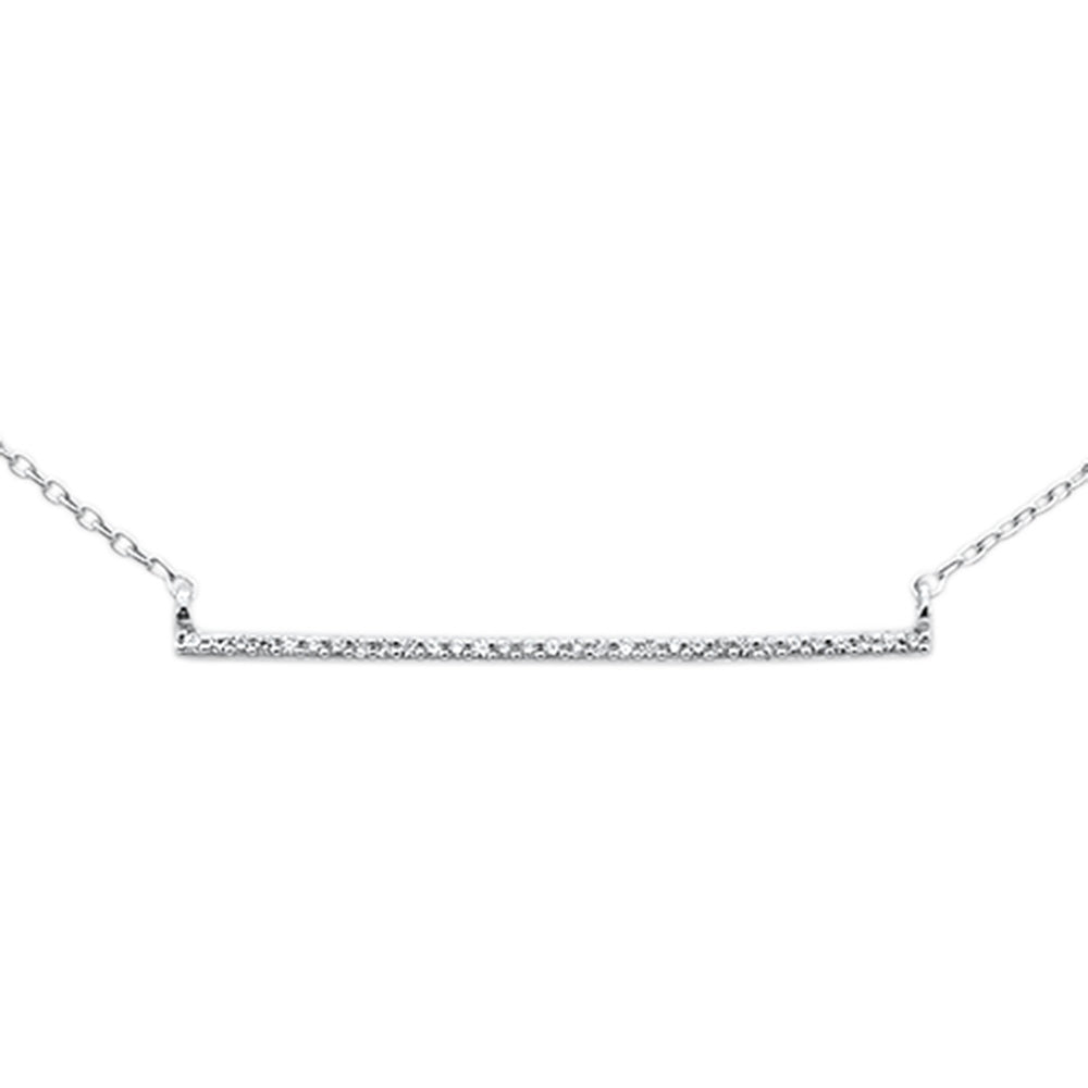 DIAMOND CLOSEOUT! .06ct G SI 14K White Gold Diamond Line Bar Necklace 18" Long