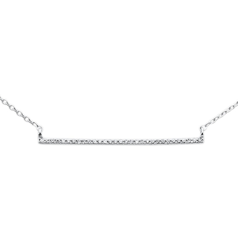 DIAMOND CLOSEOUT! .06ct G SI 14K White Gold Diamond Line Bar Necklace 18" Long