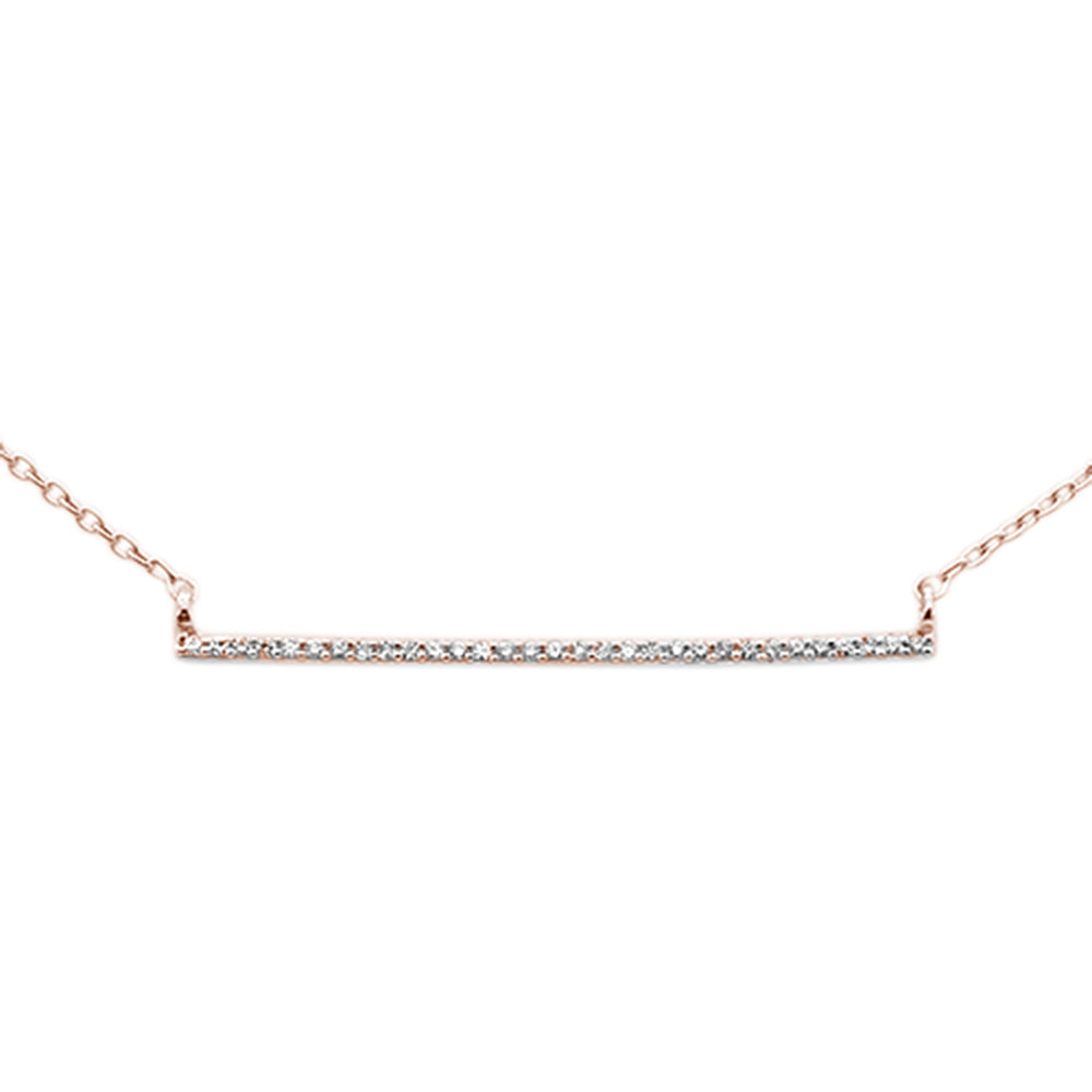 DIAMOND CLOSEOUT! .06ct G SI 14K Rose Gold Diamond Line Bar Necklace 18" Long