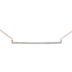 DIAMOND CLOSEOUT! .06ct G SI 14K Rose Gold Diamond Line Bar Necklace 18" Long