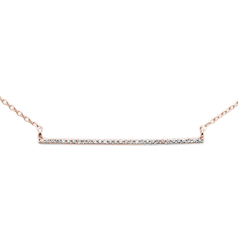 DIAMOND CLOSEOUT! .06ct G SI 14K Rose Gold Diamond Line Bar Necklace 18" Long