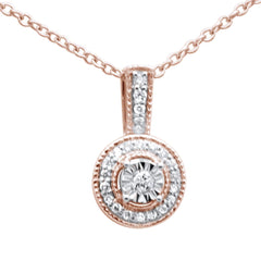 DIAMOND CLOSEOUT! .10ct G SI 10K Rose Gold Diamond Pendant Necklace 18"