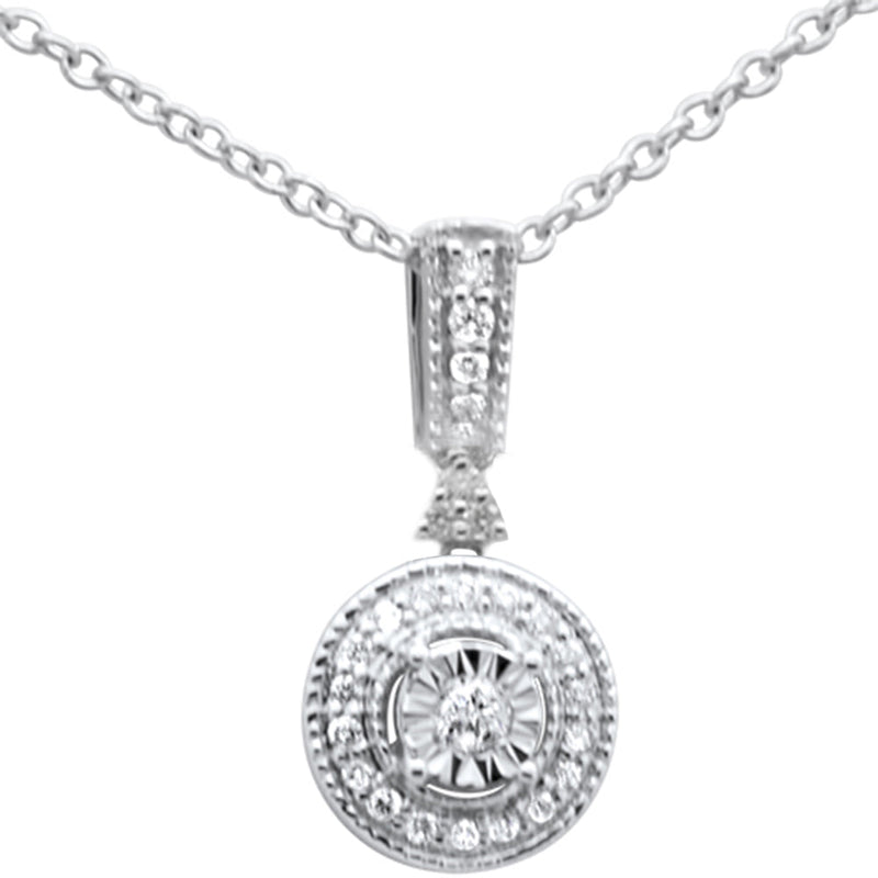 DIAMOND CLOSEOUT! .10ct F SI 10K White Gold Diamond Pendant Necklace