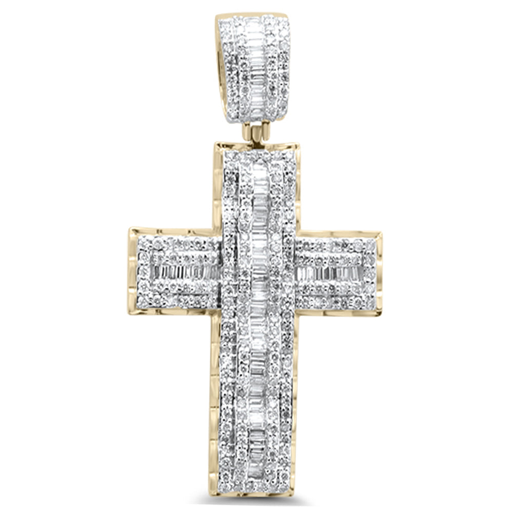 DIAMOND CLOSEOUT!  2.04ct G SI 10K Yellow Gold Diamond Iced Out Cross Charm Pendant