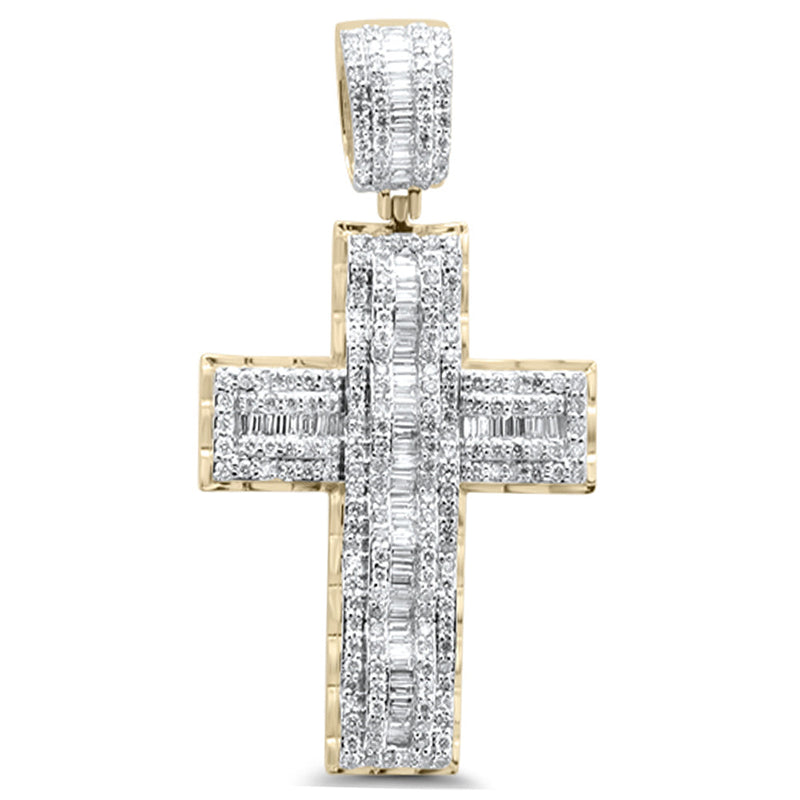 DIAMOND CLOSEOUT!  2.04ct G SI 10K Yellow Gold Diamond Iced Out Cross Charm Pendant