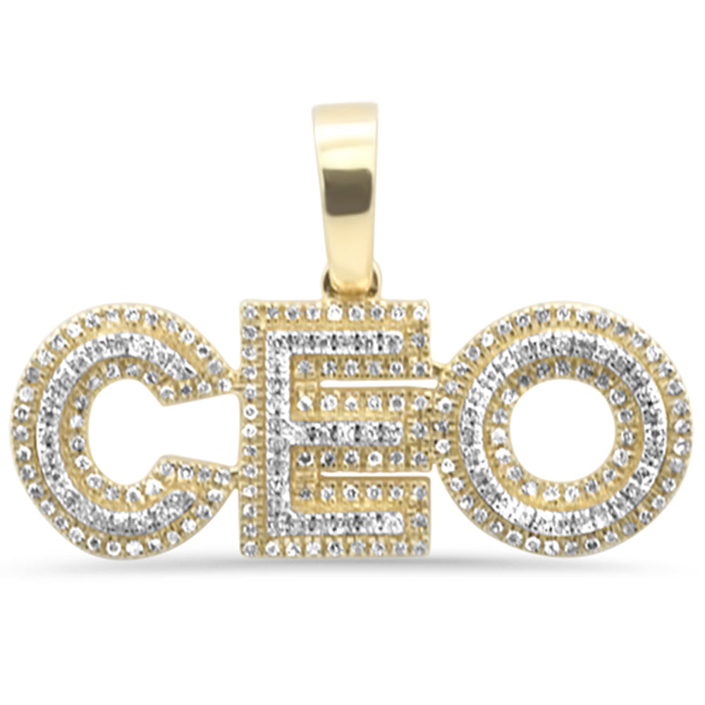 DIAMOND CLOSEOUT!  .35ct G SI 10K Yellow Gold Diamond Hip Hop Iced out "CEO" Charm Pendant