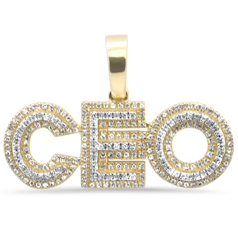 DIAMOND CLOSEOUT!  .35ct G SI 10K Yellow Gold Diamond Hip Hop Iced out "CEO" Charm Pendant