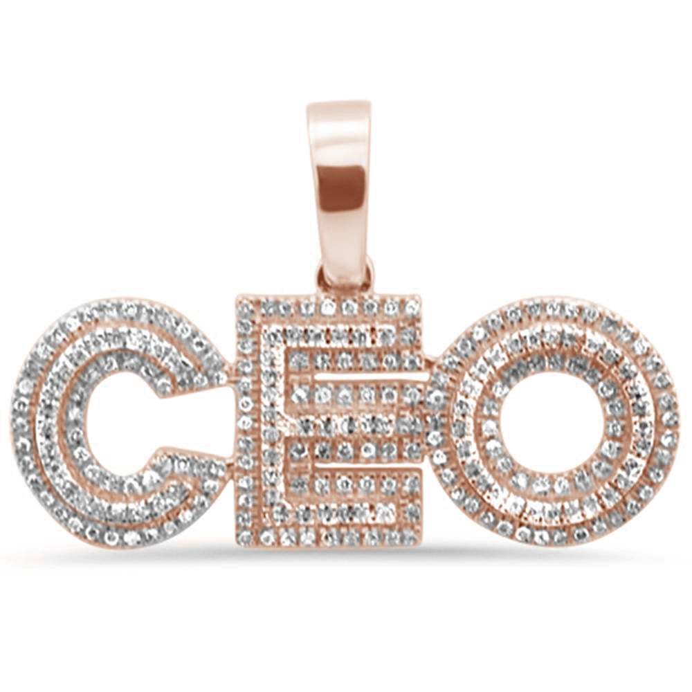 DIAMOND CLOSEOUT!  .35ct G SI 10K Rose Gold Diamond Iced out "CEO" Pendant