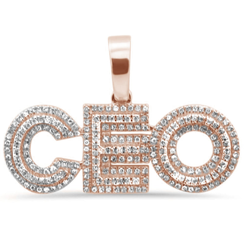 DIAMOND CLOSEOUT!  .35ct G SI 10K Rose Gold Diamond Iced out "CEO" Pendant