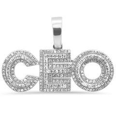 DIAMOND CLOSEOUT!  .34ct G SI 10K White Gold Diamond Hip Hop Iced out "CEO" Charm Pendant