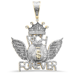 DIAMOND  CLOSEOUT!  1.13ct G SI 10K Yellow Gold Diamond "RICH FOREVER" World Hip Hop Charm Pendant