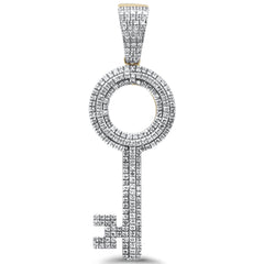 DIAMOND CLOSEOUT!  .57ct G SI 10K Yellow Gold Diamond Iced Out Key Charm Pendant
