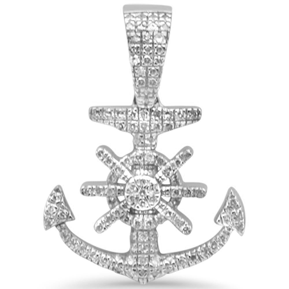 DIAMOND CLOSEOUT!  .27ct G SI 10K White Gold Diamond Hip Hop Anchor Charm Pendant