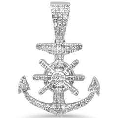 DIAMOND CLOSEOUT!  .27ct G SI 10K White Gold Diamond Hip Hop Anchor Charm Pendant