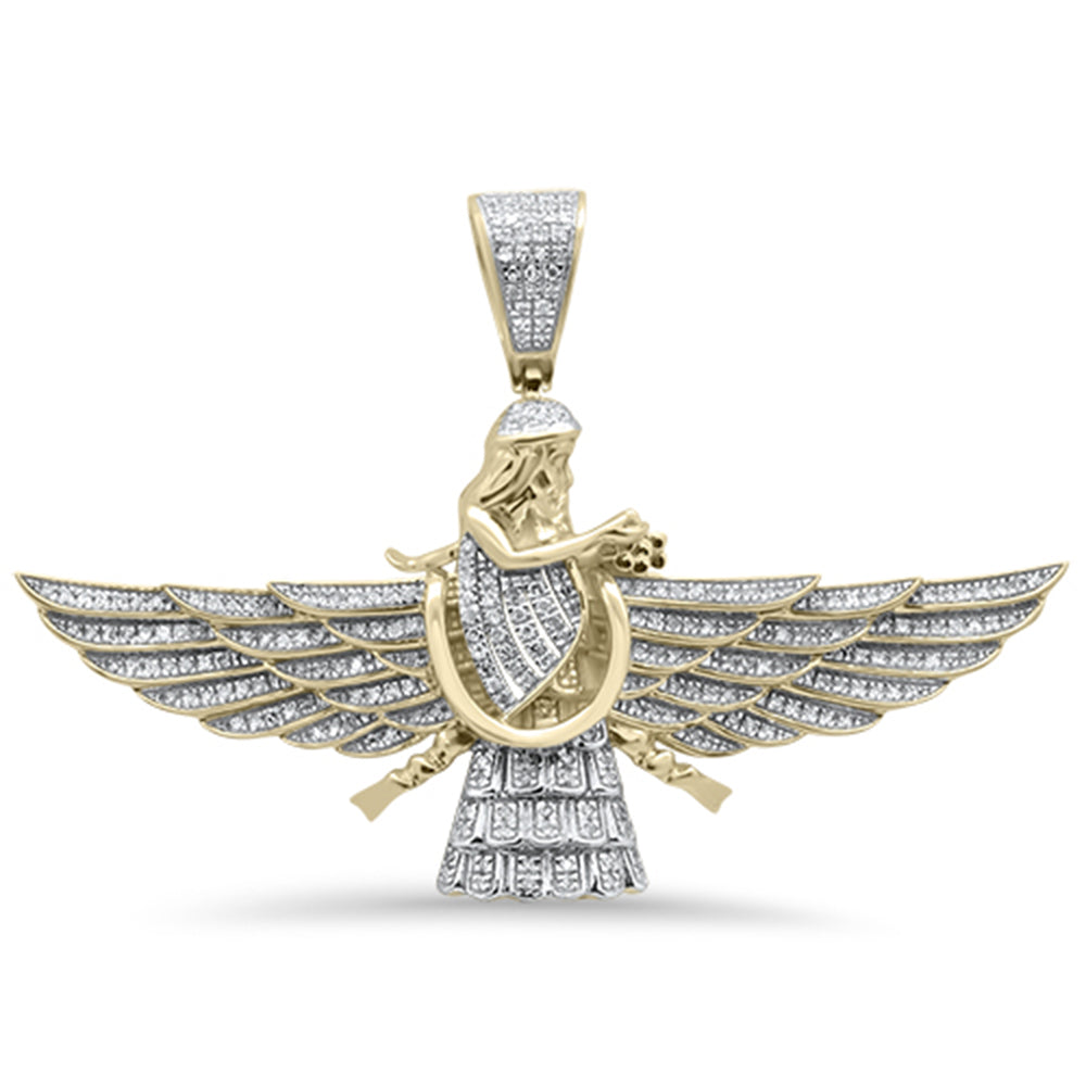 DIAMOND CLOSEOUT!  .66ct G SI 10K Yellow Gold Diamond Hip Hop Iced Out Angel with Wings Charm Pendant