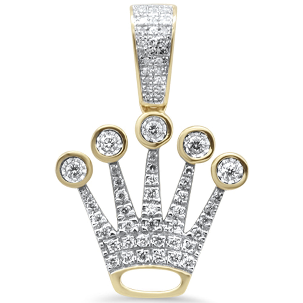 DIAMOND CLOSEOUT!  .34ct G SI 10K Yellow Gold Diamond Hip Hop Iced Out Crow Logo Charm Pendant