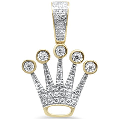 DIAMOND CLOSEOUT!  .34ct G SI 10K Yellow Gold Diamond Hip Hop Iced Out Crow Logo Charm Pendant