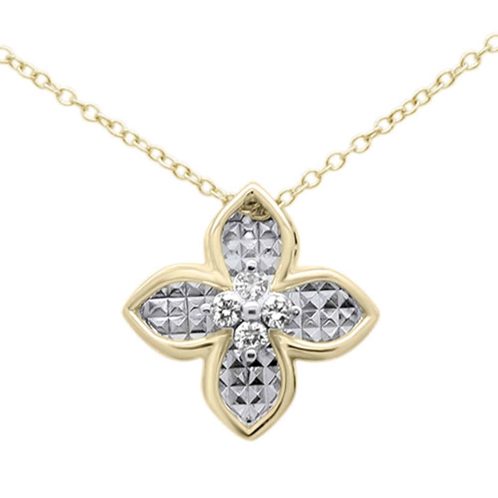 DIAMOND CLOSEOUT! .12ct G SI 10K Yellow Gold Diamond Flower Pendant Necklace 18"