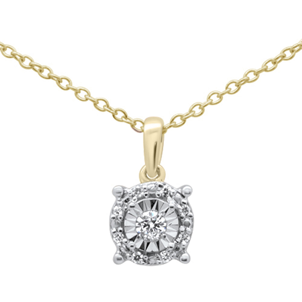 DIAMOND CLOSEOUT! .10ct G SI 10K Yellow Gold Diamond Halo Pendant 18"