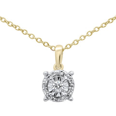 DIAMOND CLOSEOUT! .10ct G SI 10K Yellow Gold Diamond Halo Pendant 18"
