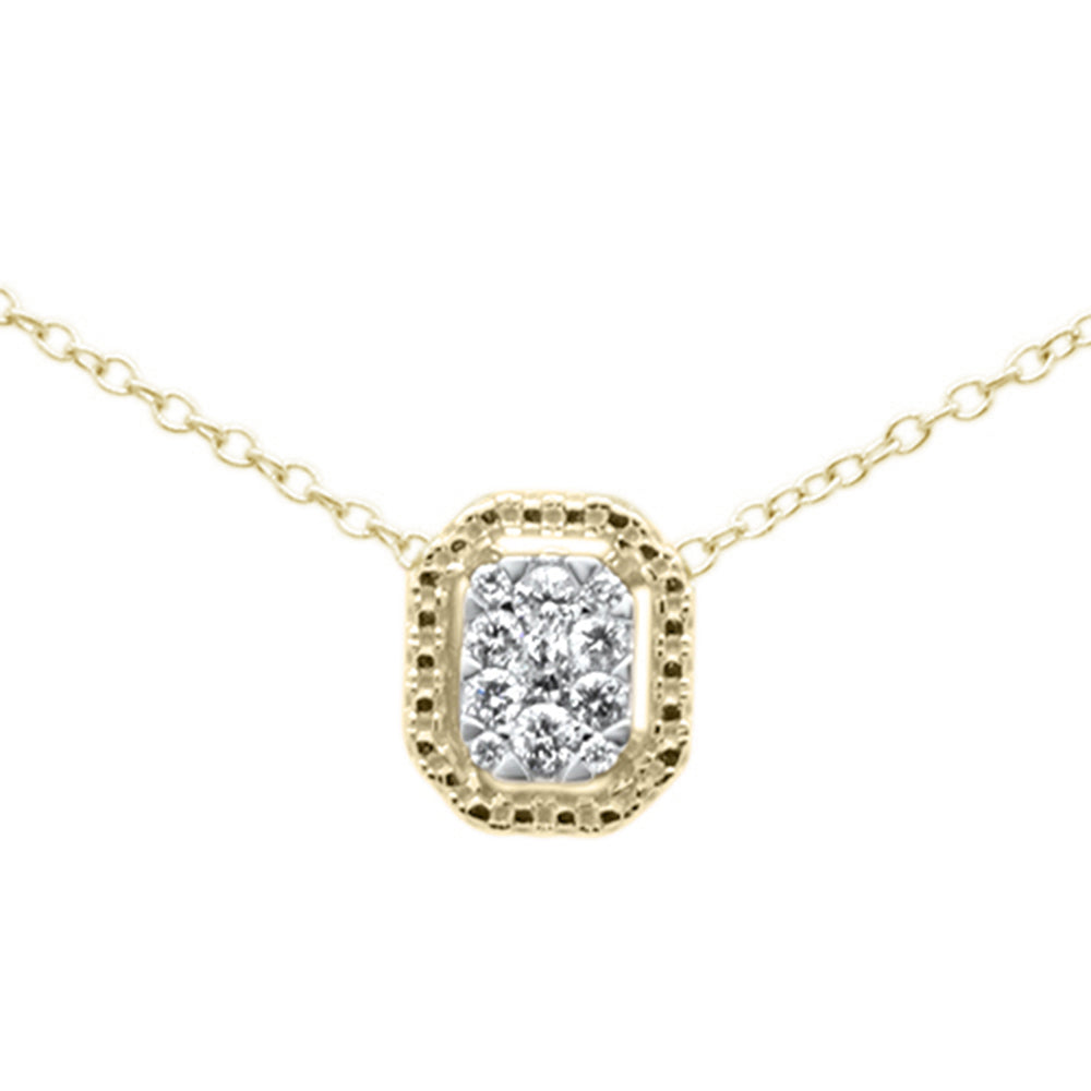 DIAMOND CLOSEOUT! .14ct G SI 10K Yellow Gold Diamond Rectangle Solitaire Pendant Necklace 18"
