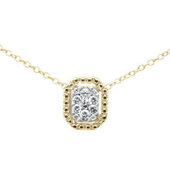 DIAMOND CLOSEOUT! .14ct G SI 10K Yellow Gold Diamond Rectangle Solitaire Pendant Necklace 18"